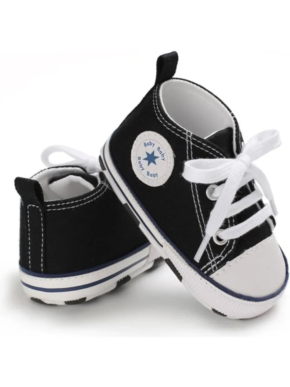 Unisex Infant High Top Sneakers - Non-Slip Denim Baby Shoes for First Walkers